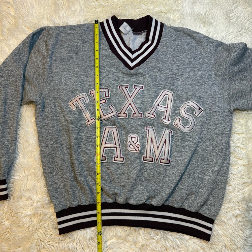 Texas A&M Varsity Vintage Style V-Neck Sweater - Picture 8 of 8